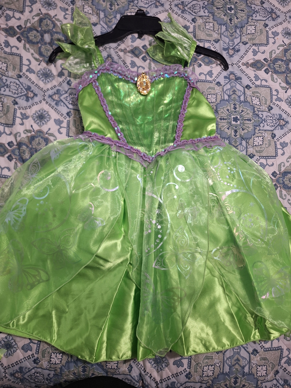 Disney Green Tinkerbell Costume With Wings Size 7/8